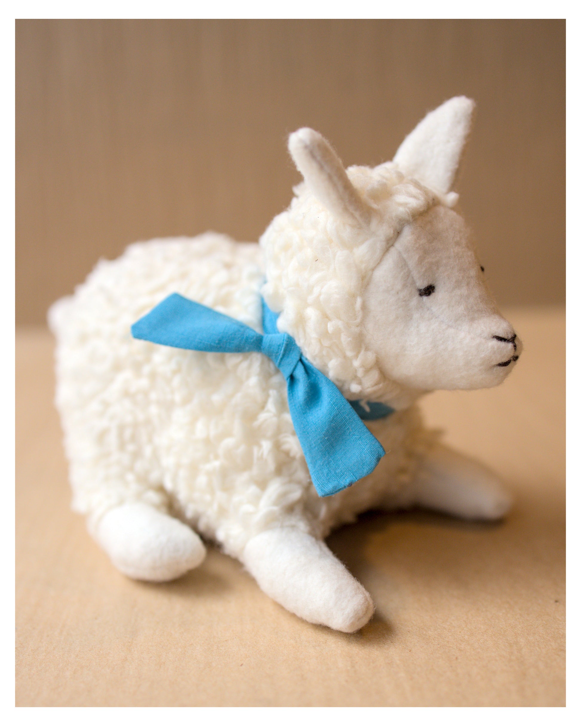 clover grazer the all natural lamb toy in vintage white, side profile