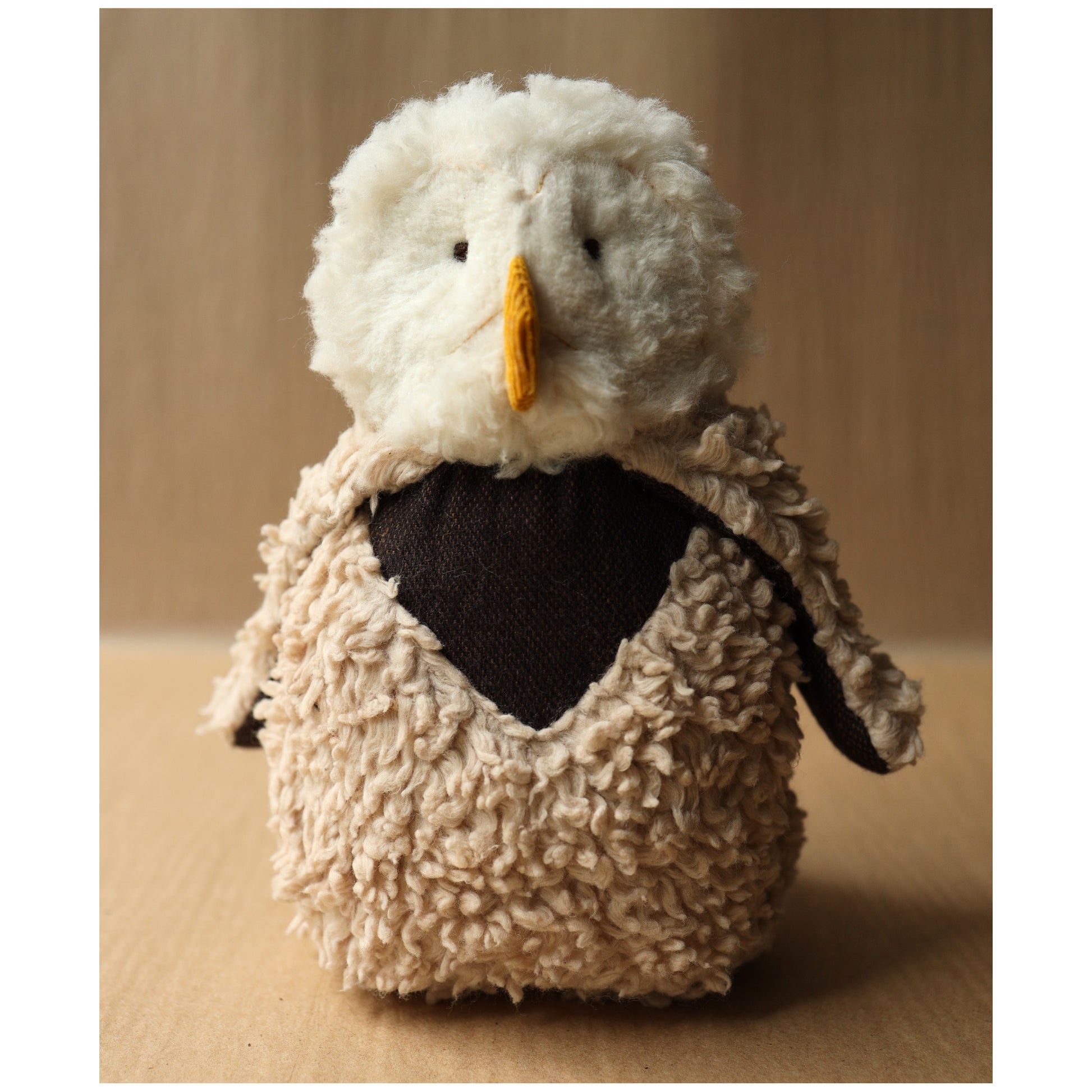 all natural wool cotton and silk owl toy plushie dyed with tea