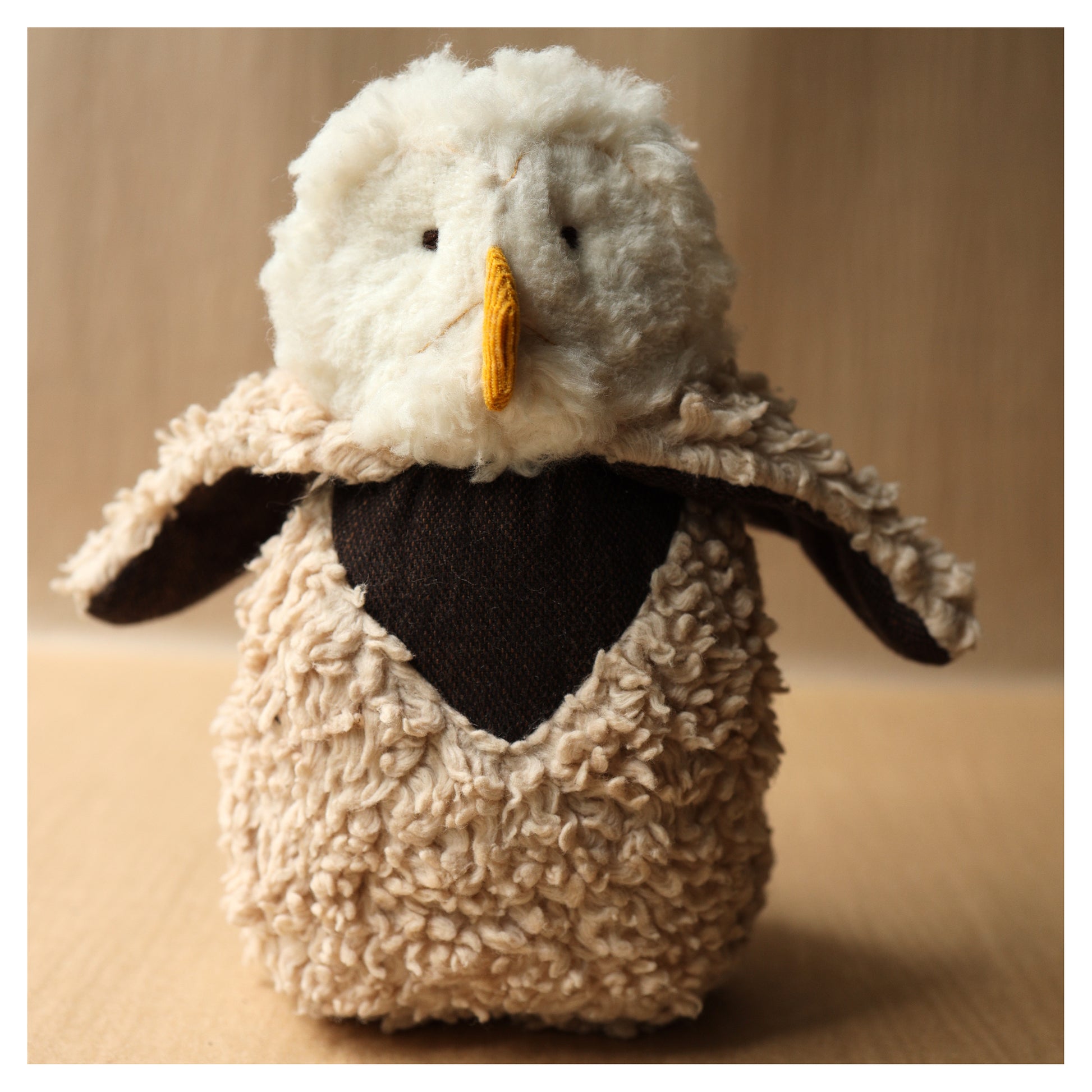 all natural wool cotton and silk owl toy plushie dyed with tea