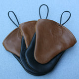 Back side brown leather oven mitt