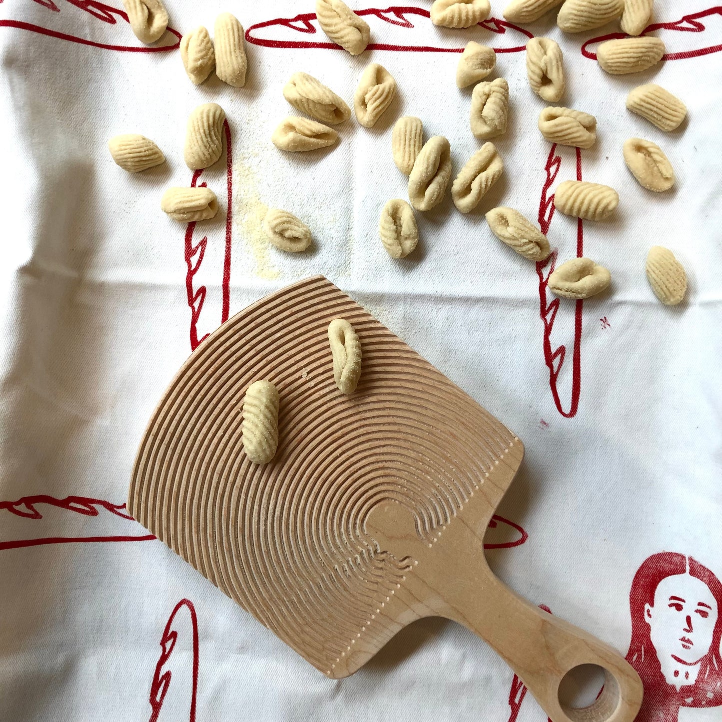 Homamade Pasta board cavatelli, cameo,