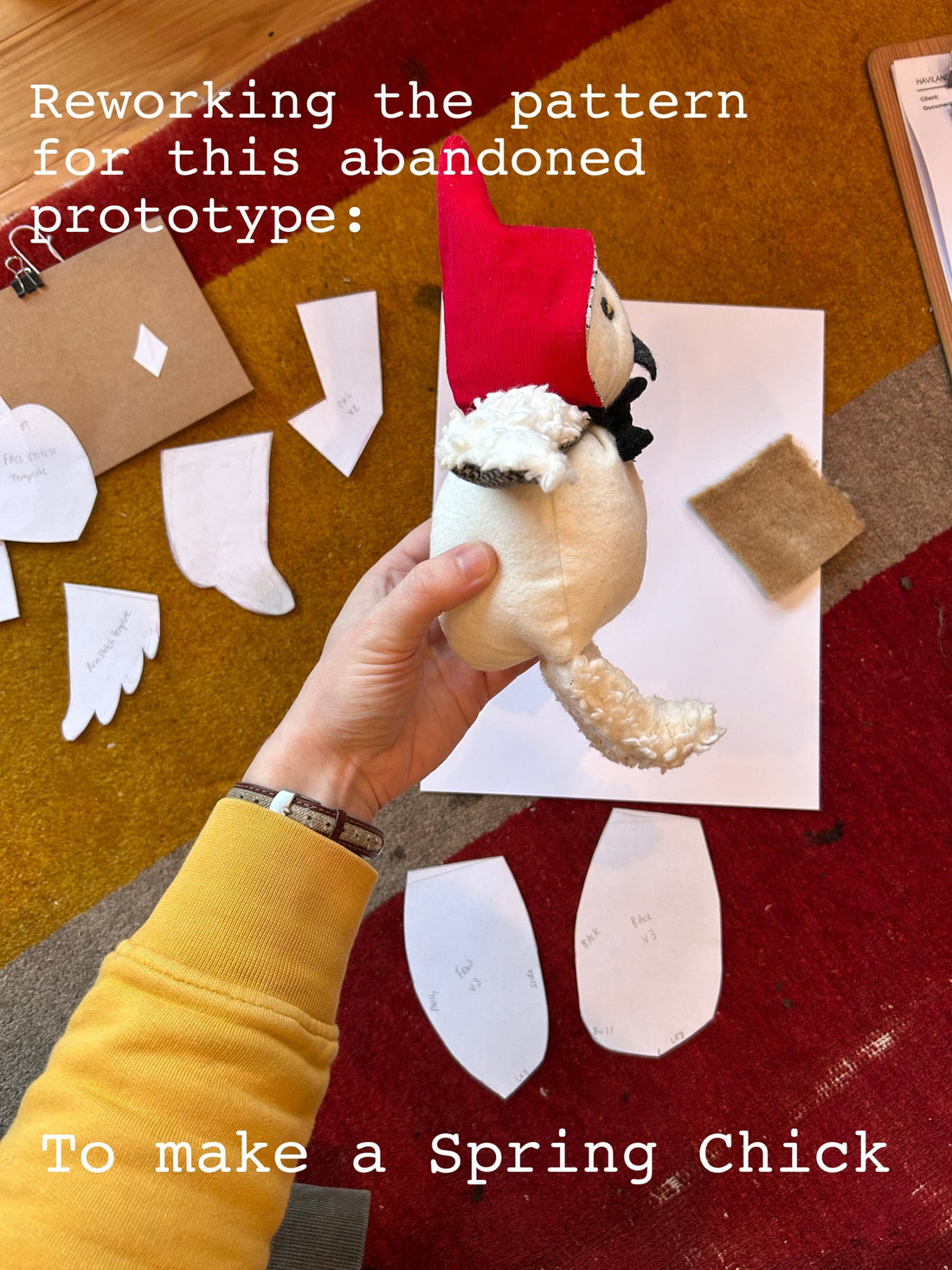 owl with pattern pieces for sewing