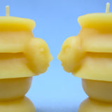 beeheaded beeswax candle profile side view