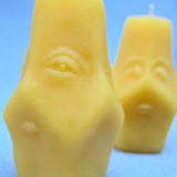 two faced beeswax candle detail close up