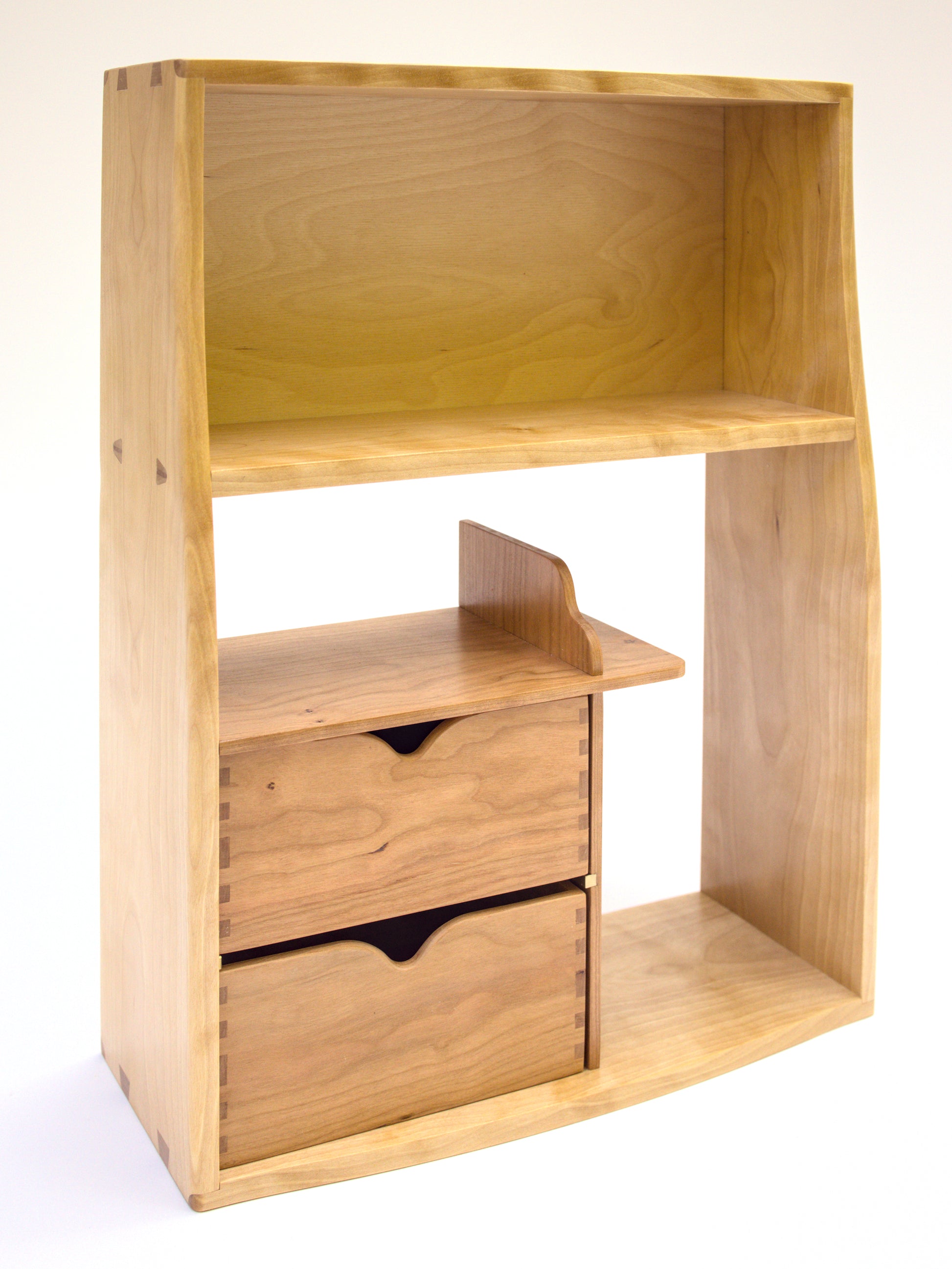 birch and cherry tea cabinet with drawers dovetails mortise and tenons