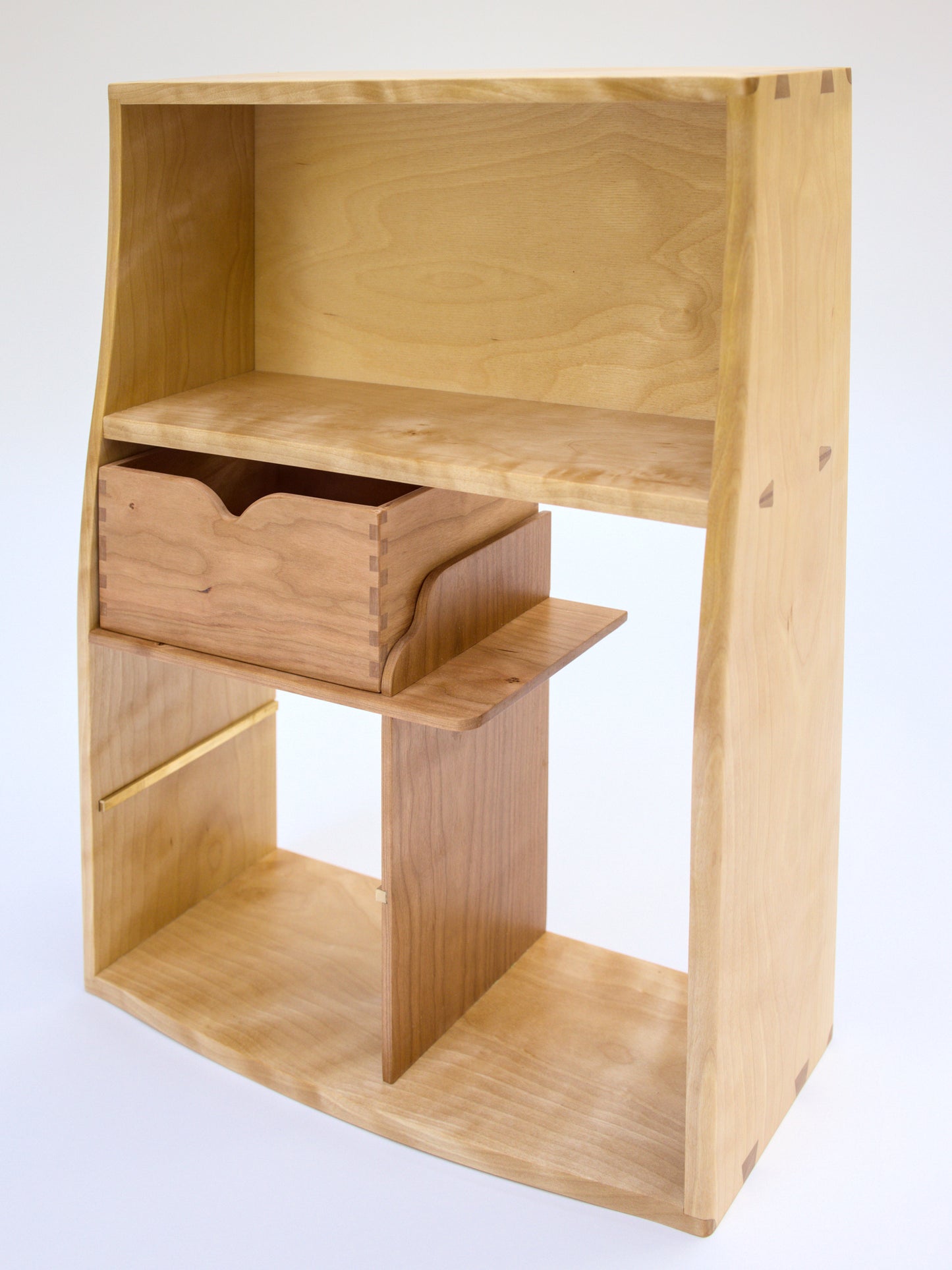 birch and cherry tea cabinet with drawers dovetails mortise and tenons