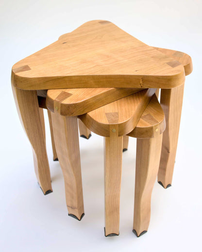 made cozy milking stool dovetailed triangular side table set of 4 stacked