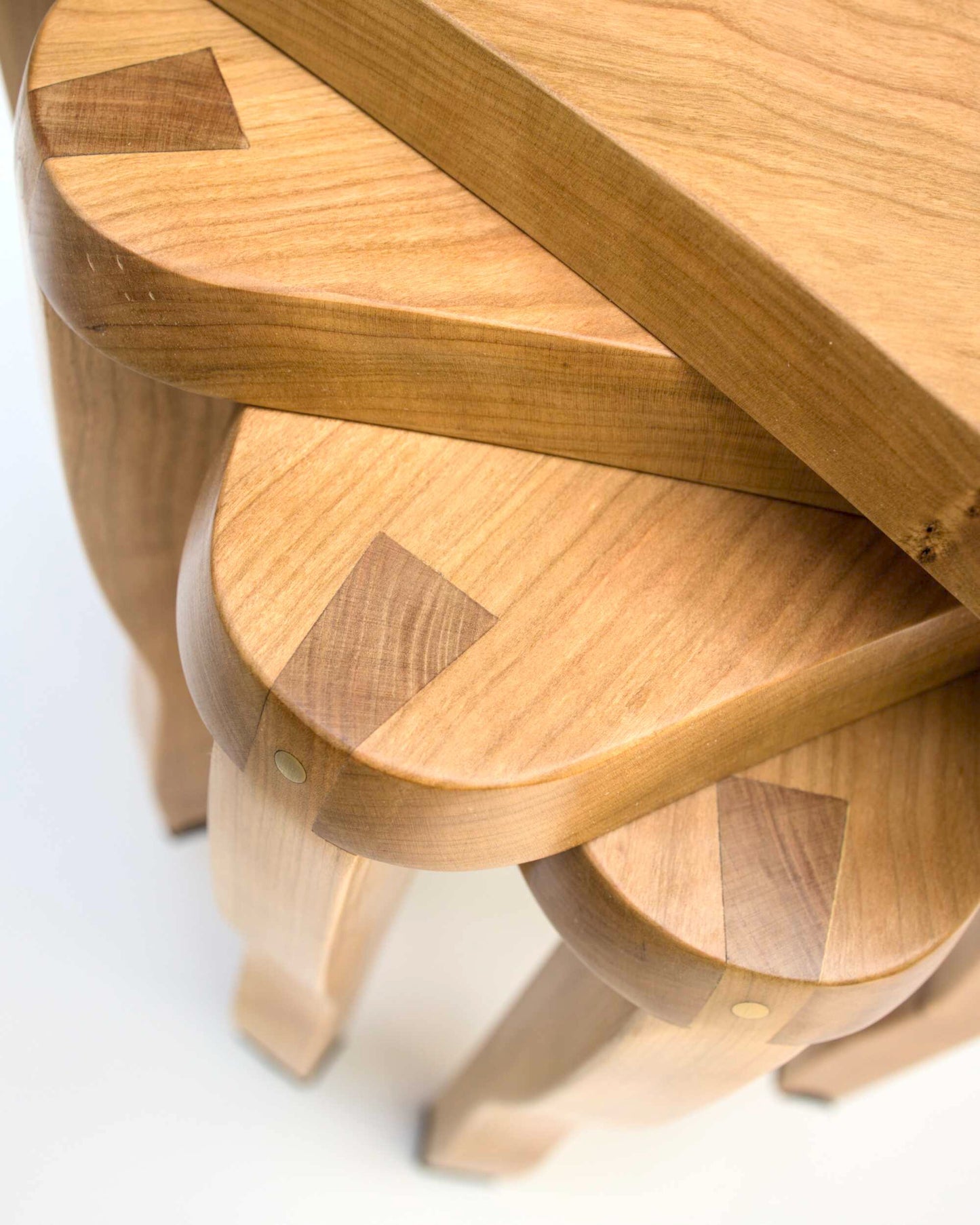 made cozy milking stool dovetailed triangular side table top view of dovetails