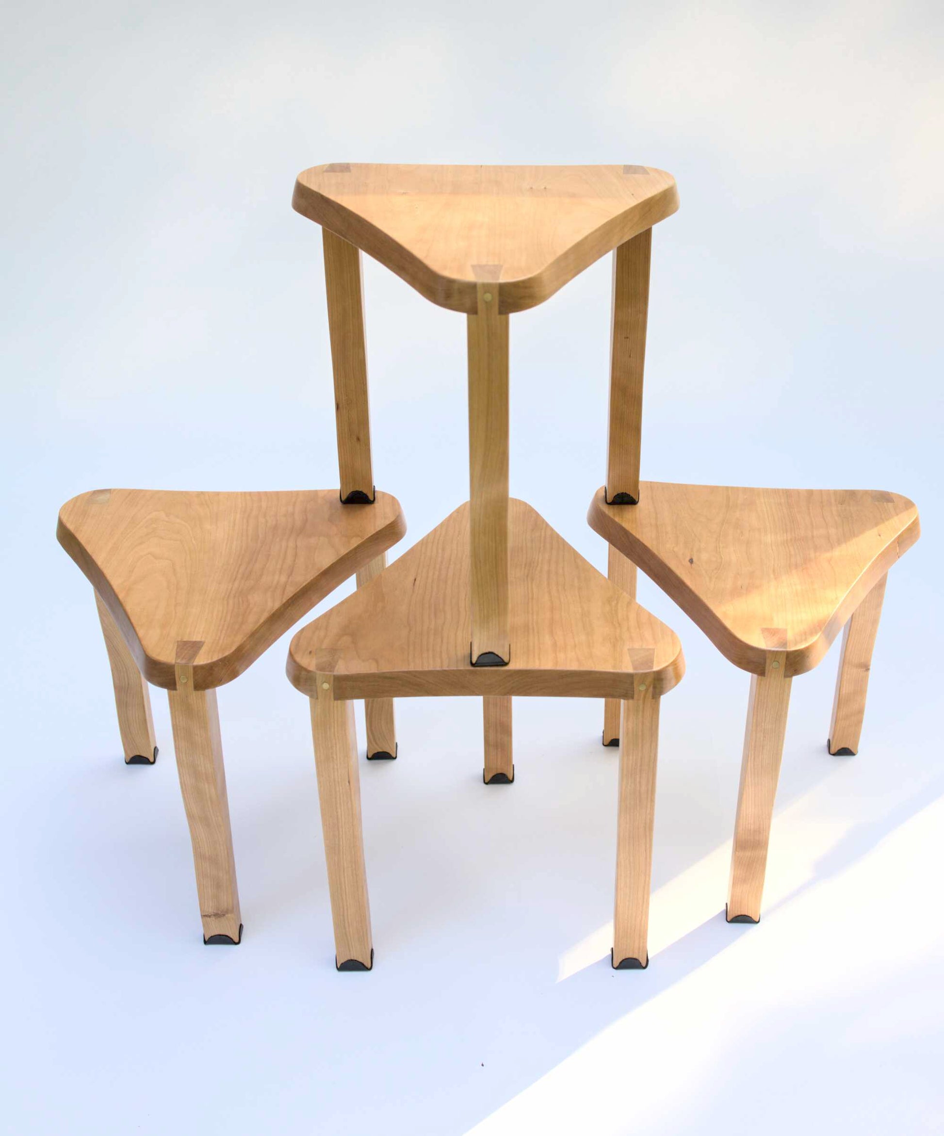 made cozy milking stool dovetailed triangular side table set of 4