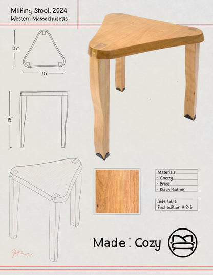 made cozy milking stool dovetailed triangular side table line sheet with dimensions