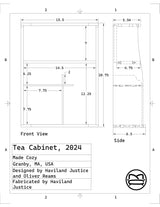 line sheet for tea cabinet with dimensions