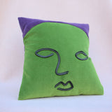 velvet face pillow green purple front