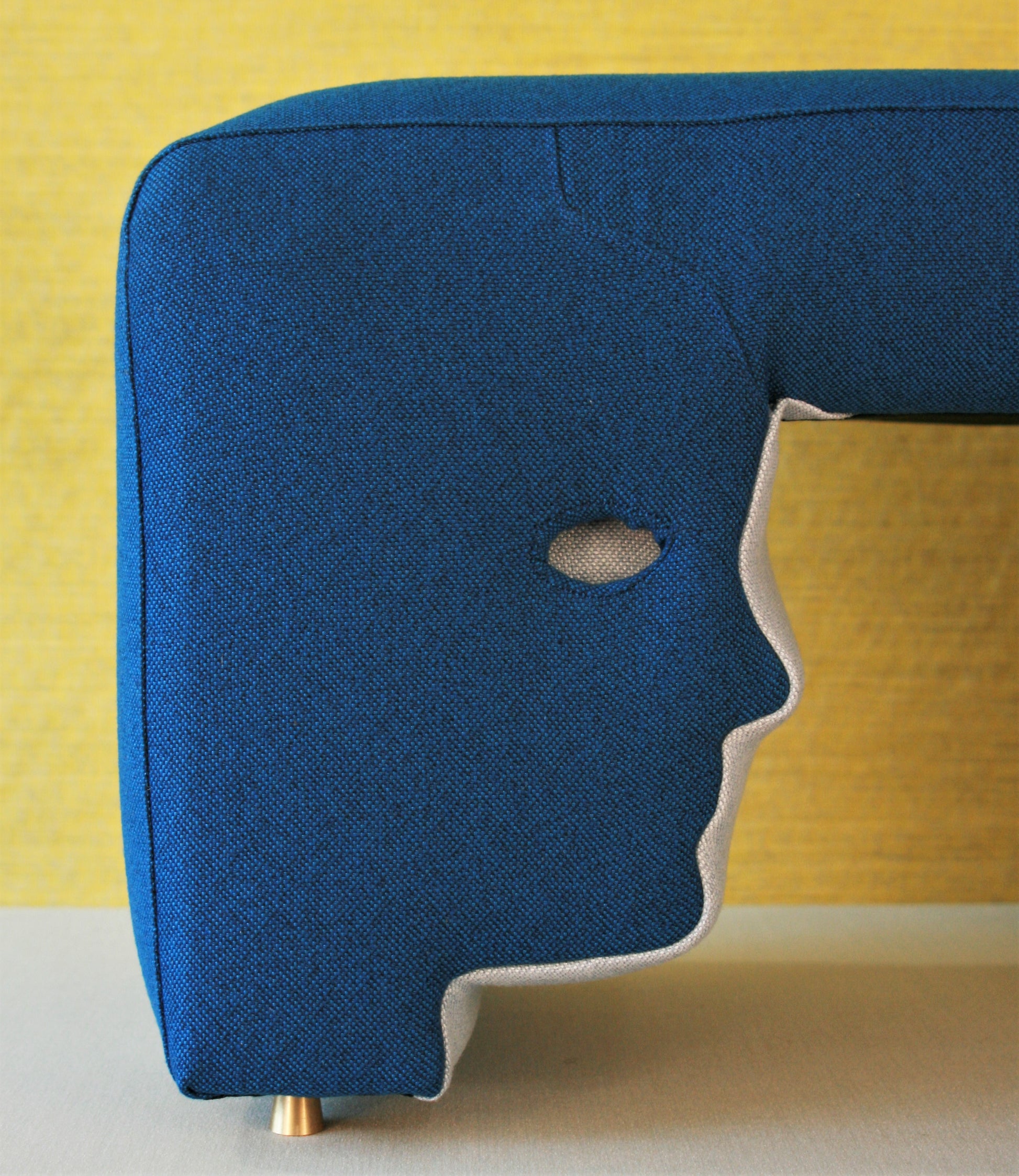 Facestool, ottoman/ footstool with face profile, waterfall style, front face