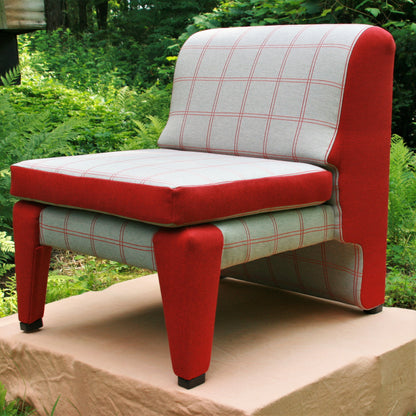 lineament chair, angled view, red and grey