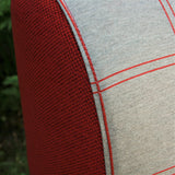 lineament chair, detail of fabric, red and grey