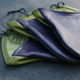 pisatchio green, concord grape purple, black, oven mitts close up