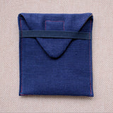 travel pocket, pouch, linen, canvas, indigo and purple